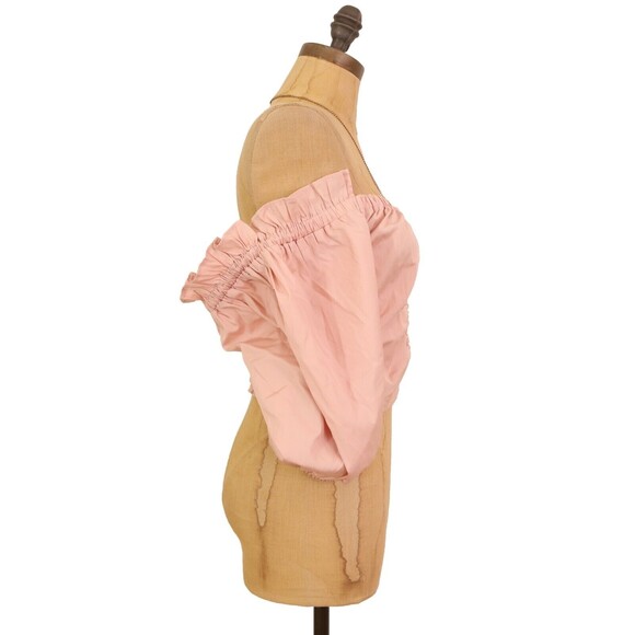 Open Edit Off Shoulder Poplin Blouse Size XS Organic Cotton Pink Smoke NWT B42 - Picture 3 of 5